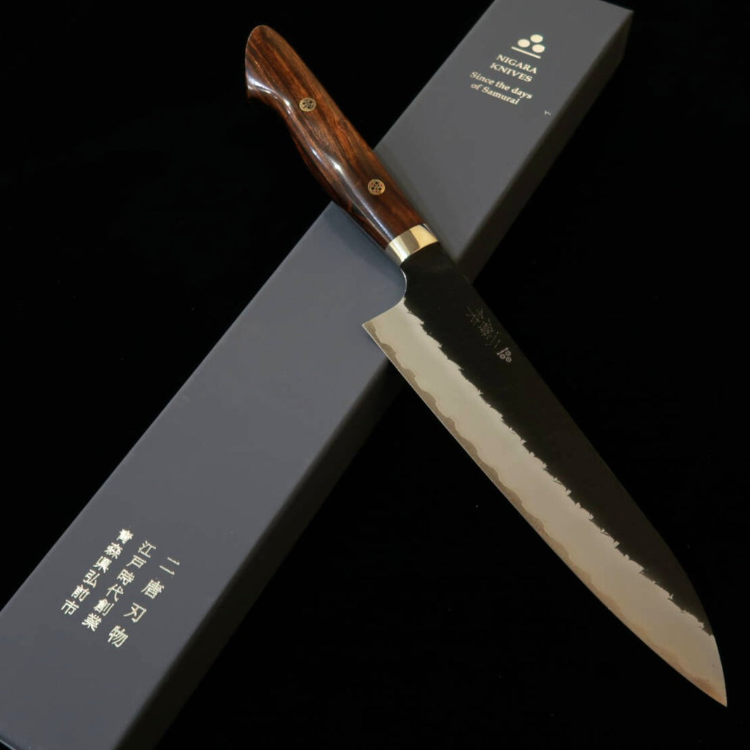 NIGARA Forging Works gyuto SG2, kuro-uchi, martelado, cabo em ironwood (210 mm)