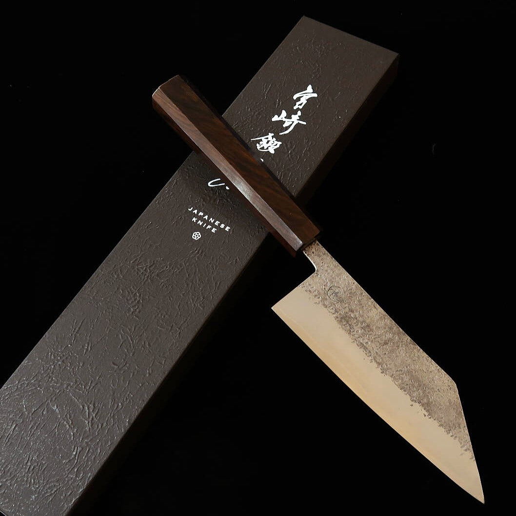 MIYAZAKI KAJIYA Tsubaki Bunka Ginsan Tsuchime Integrated Ebony Handle 150mm