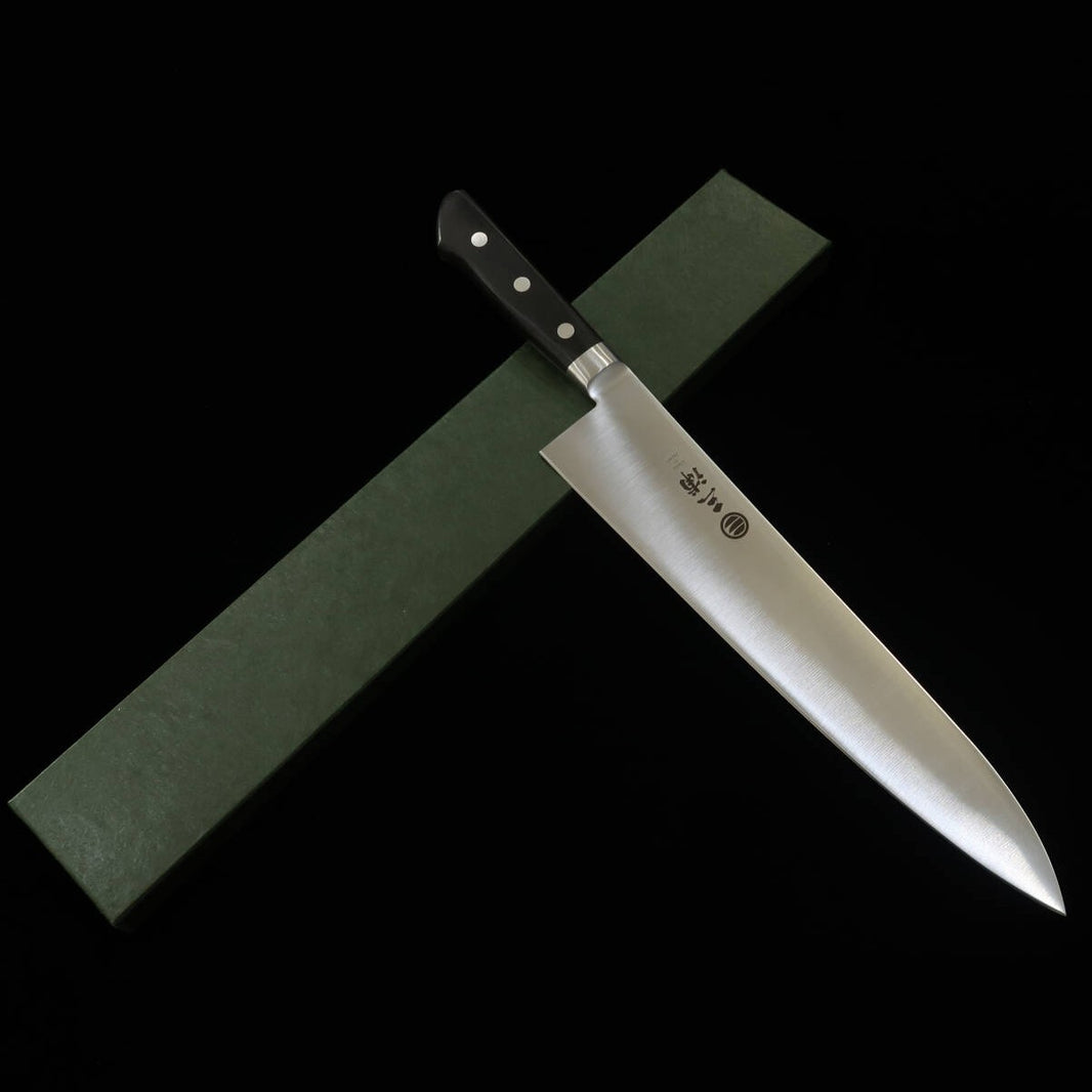 MIURA Miura gyuto acero al carbono japonés, mango de laminado negro (210‑360 mm)