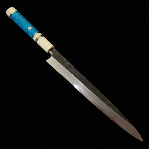 三浦頂MIURA Itadaki 田中義一 柳刃 白紙二号 黒打ち ホワイトターコイズハンドル（270mm）