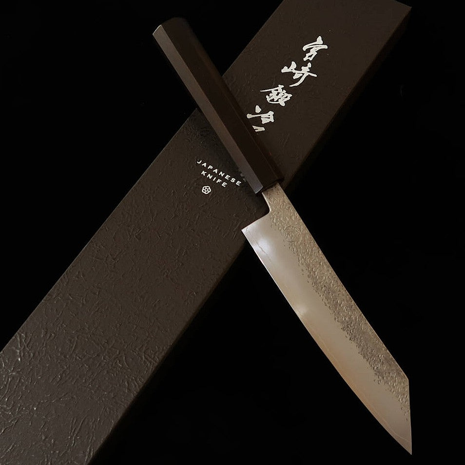 Miyazaki Kajiya MIYAZAKI KAJIYA -Tsubaki- Petty kiritsuke Aço Gin-3 Tsuchime Cabo integral de ébano (150 mm)