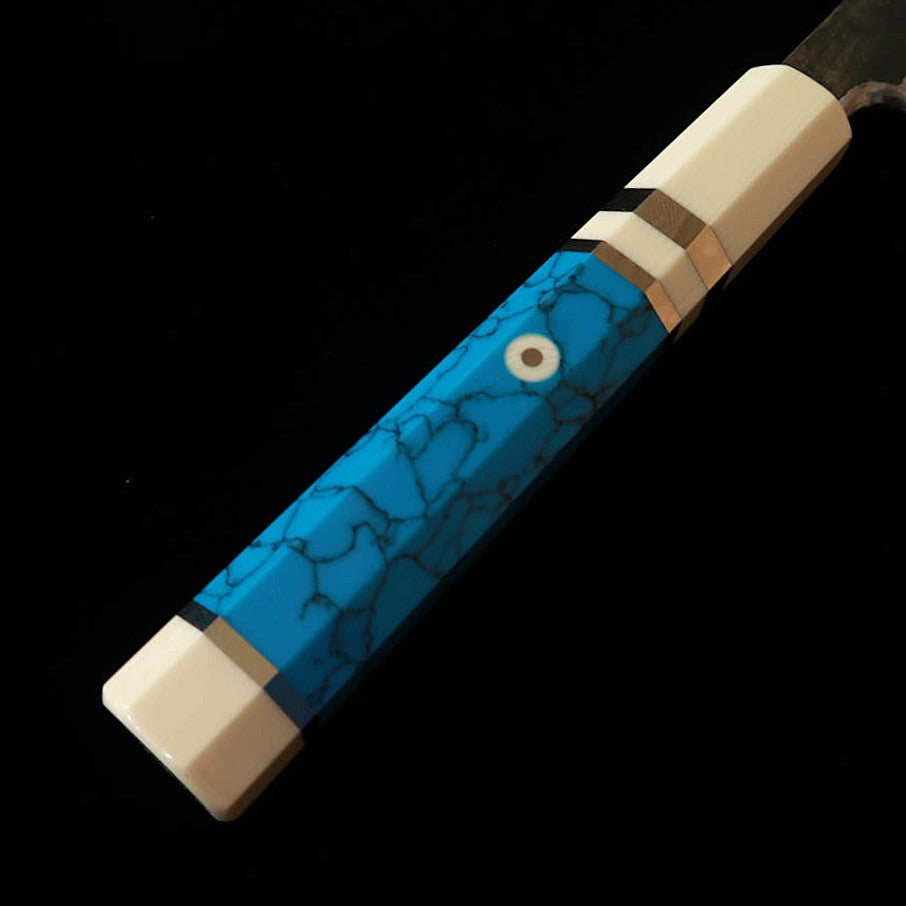 三浦頂MIURAItadaki 柳刃 白紙二号 黒打ち ホワイトターコイズハンドル（270mm）