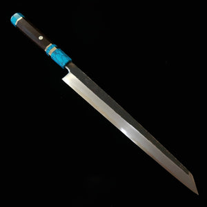 三浦頂MIURA Itadaki 田中義一 切付柳刃 白紙二号 黒打ち ブラックターコイズハンドル（300mm）