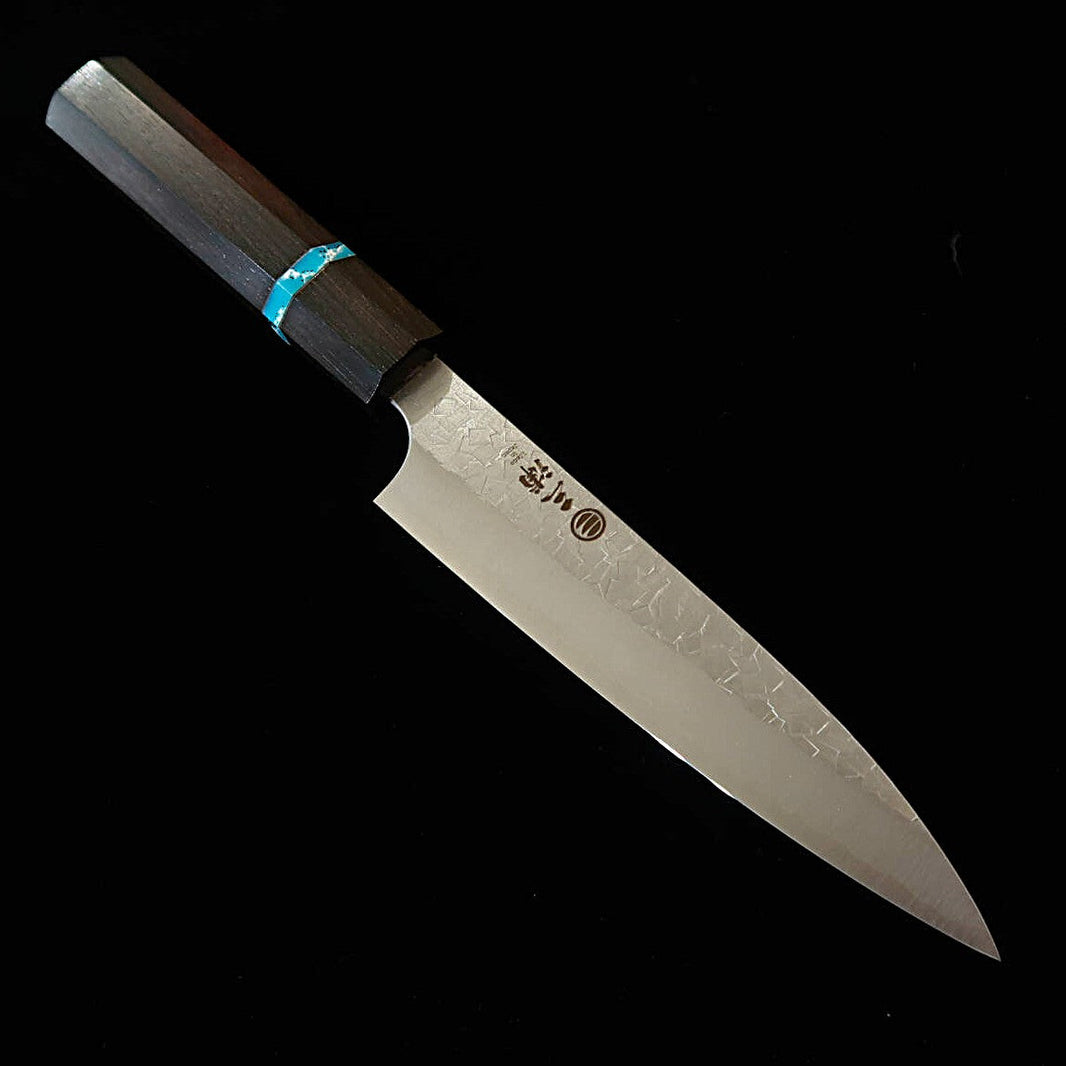 MIURA petty SG2, acabado martillado, mango octogonal de ébano y turquesa (90/135 mm)