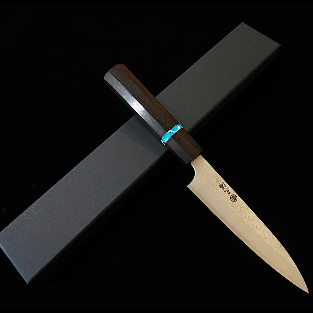 MIURA Petty, SG2 Hammered Finish, Ebony Turquoise Octagonal Handle (90/135mm)