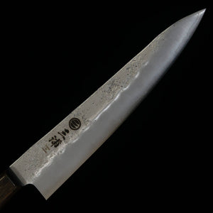 三浦MIURA ペティ 銀紙三号 梨地 鍔無し 焦茶合板柄 （135ｍｍ）