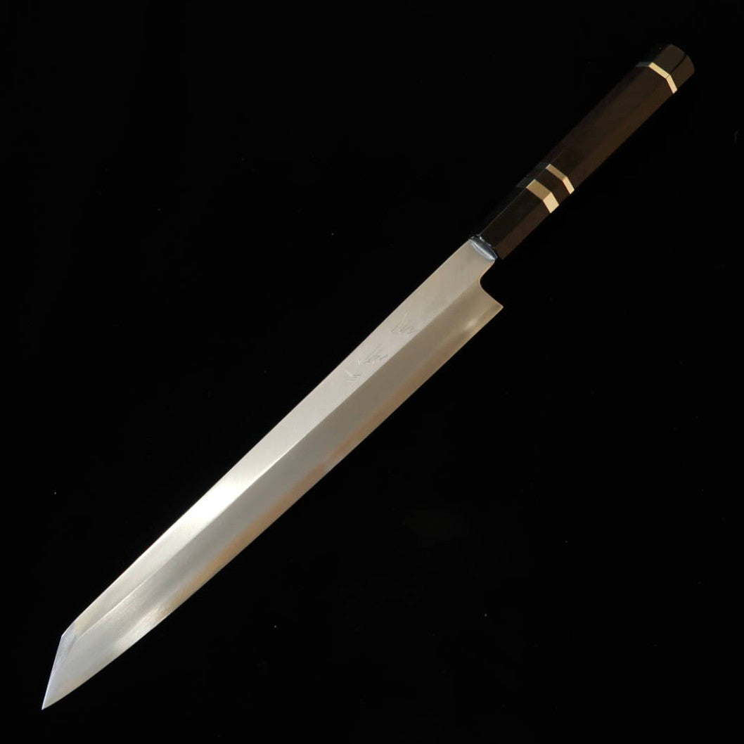 三浦佩MIURAObidama 切付柳刃 左利き用 銀紙三号 木砥仕上げ 黒檀銀巻柄（270mm）
