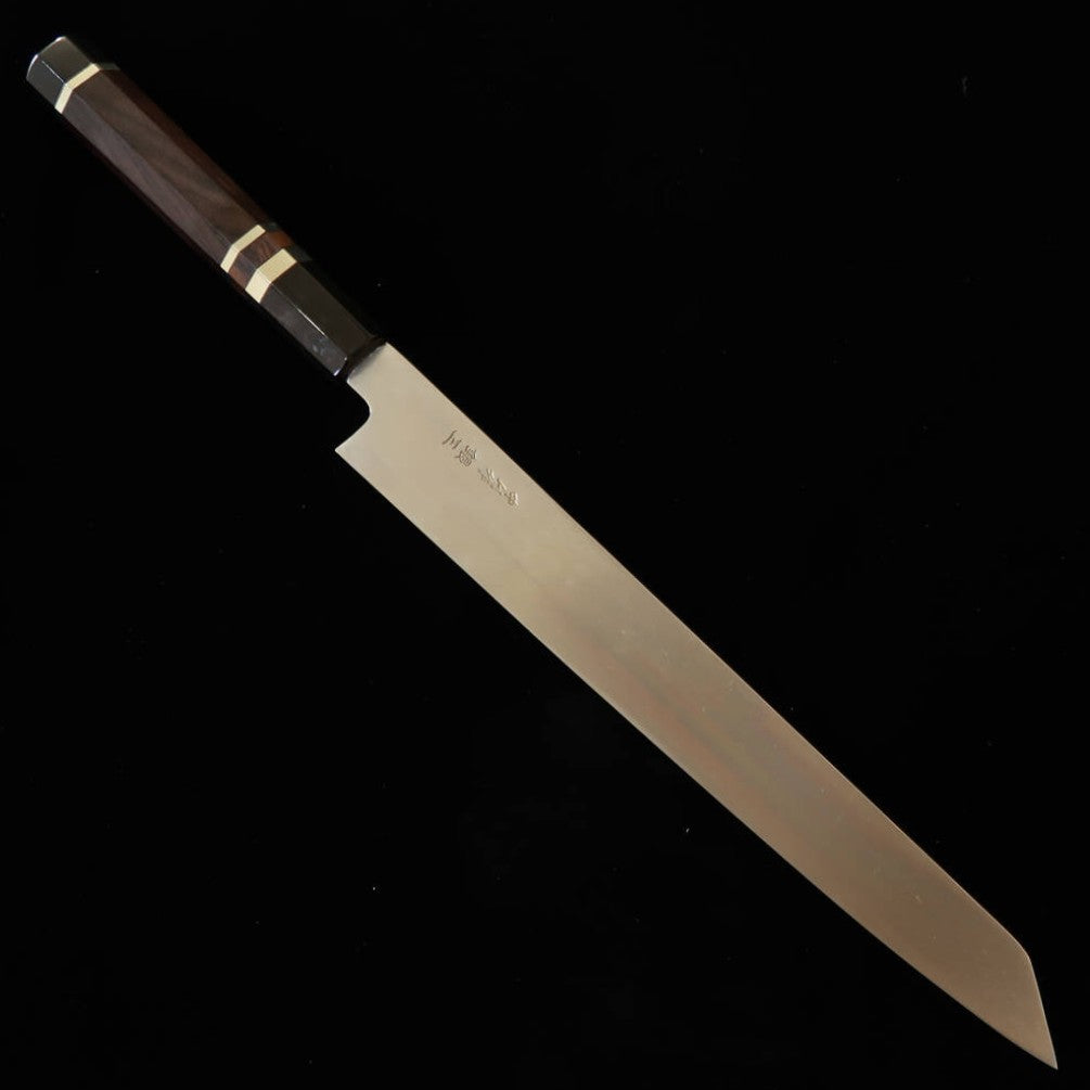 三浦佩MIURAObidama 切付柳刃 左利き用 銀紙三号 木砥仕上げ 黒檀銀巻柄（270mm）