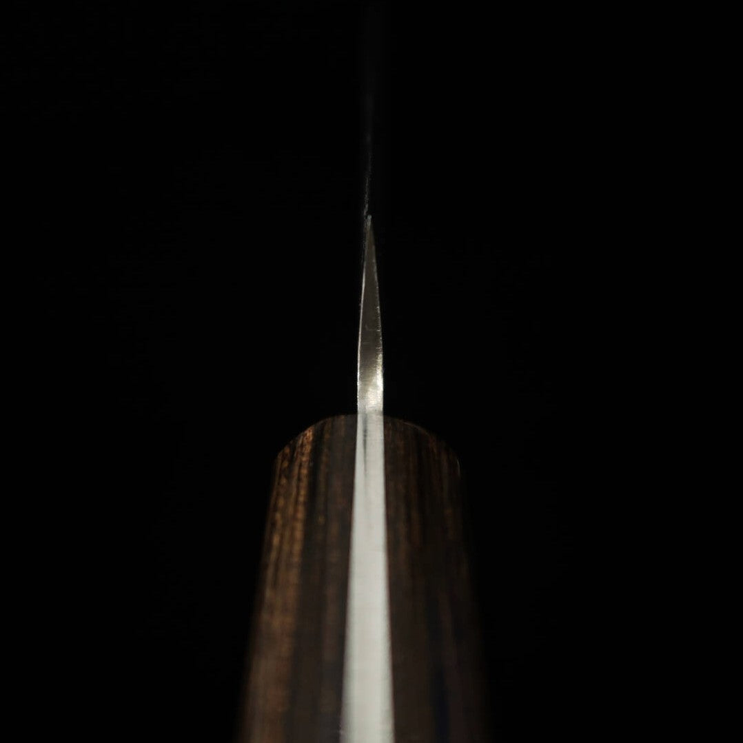 三浦MIURA ペティ 銀紙三号 梨地 鍔無し 焦茶合板柄 （135ｍｍ）