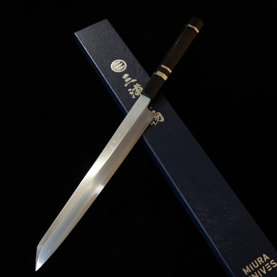 三浦佩MIURAObidama 切付柳刃 左利き用 銀紙三号 木砥仕上げ 黒檀銀巻柄（270mm）