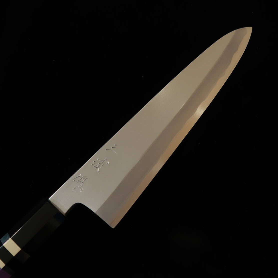 三浦佩MIURAObidama 片刃牛刀 白紙二号 ボカシ カスタムハンドル - パープル（210/240mm）