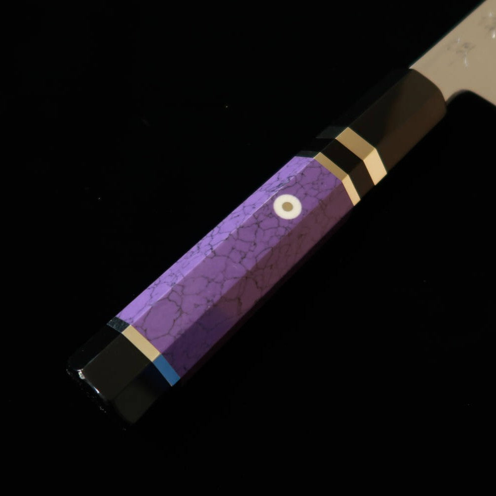 三浦佩MIURAObidama 片刃牛刀 白紙二号 ボカシ カスタムハンドル - パープル（210/240mm）