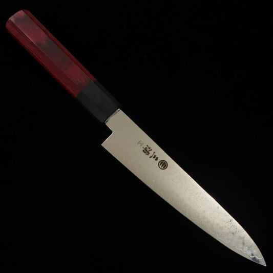 三浦MIURA ペティ 33層ダマスカス 八角赤合板柄 （150ｍｍ）