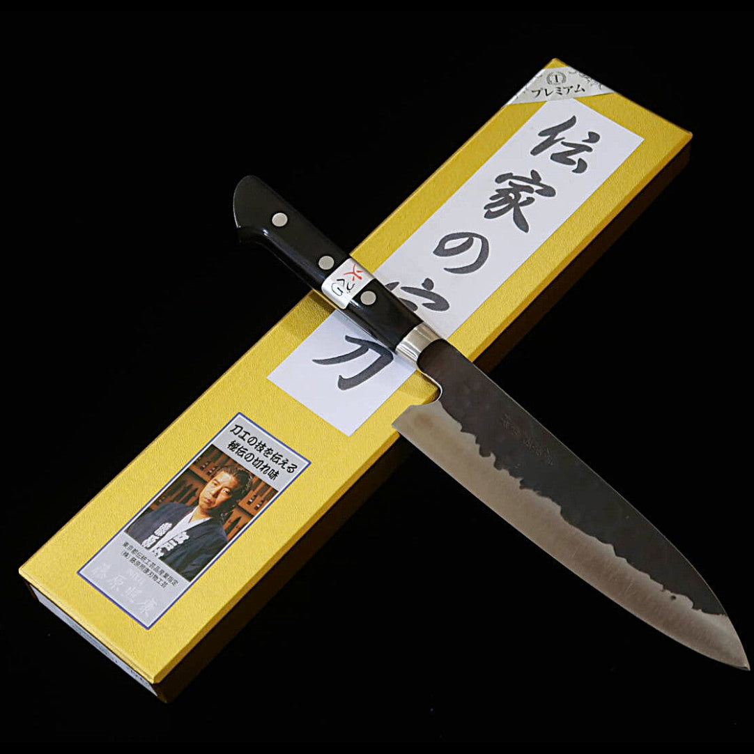 Couteau Gyuto TERUYASU FUJIWARA (Fujiwara Teruyasu) – Série "Denka no Hoto" (Le Trésor de famille) avec "Yubikiri" (protège-doigt/ténon) – Acier Aogami Super (Acier Bleu Super) (180 mm)