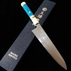 Miura Hai MIURA Obidama Gyuto Aogami nº1 Damasco mango de turquesa blanca (210/240 mm)