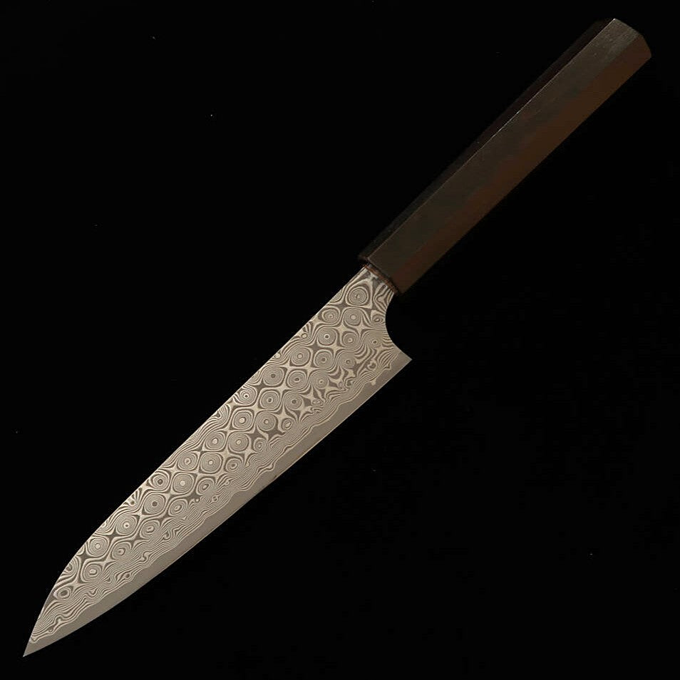 二唐刃物鍛造所 NIGARA 暗紋 ペティ SG2 黒檀一体型八角柄（150mm）