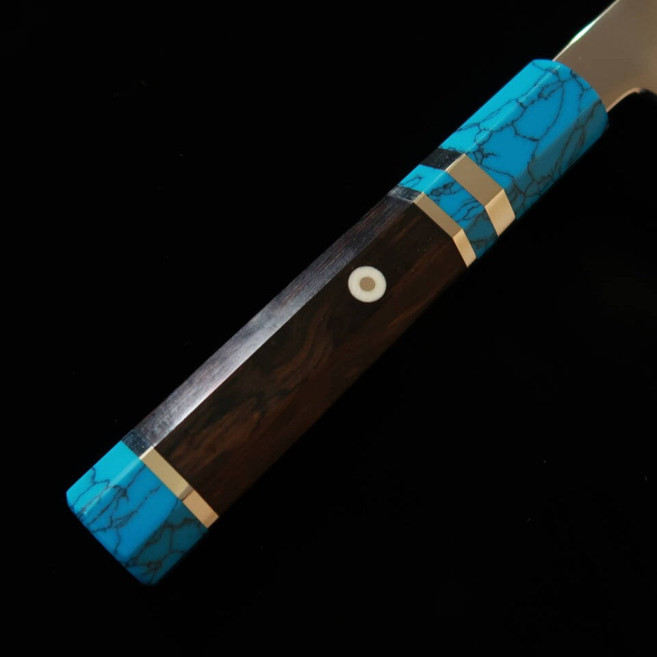 三浦佩MIURAObidama 片刃牛刀 銀紙三号 鏡面仕上げ ターコイズハンドル （240mm）