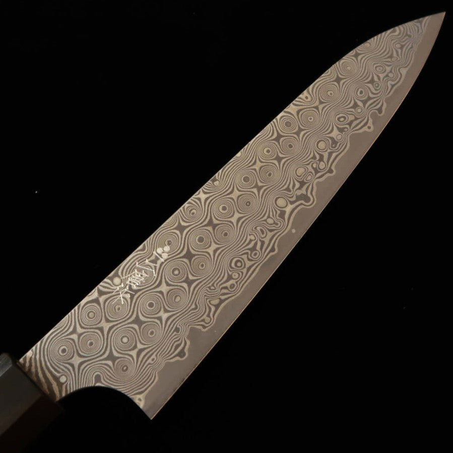 二唐刃物鍛造所 NIGARA 暗紋 ペティ SG2 黒檀一体型八角柄（150mm）