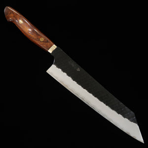 二唐刃物鍛錬所NIGARA  切付牛刀 SG2 黒打 槌目 アイアンウッドハンドル（240mm）