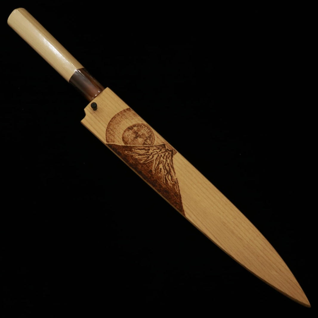 SUISIN cuchillo yanagiba Shirogami nº 2 con funda de magnolia -Monte Fuji- (240 mm)