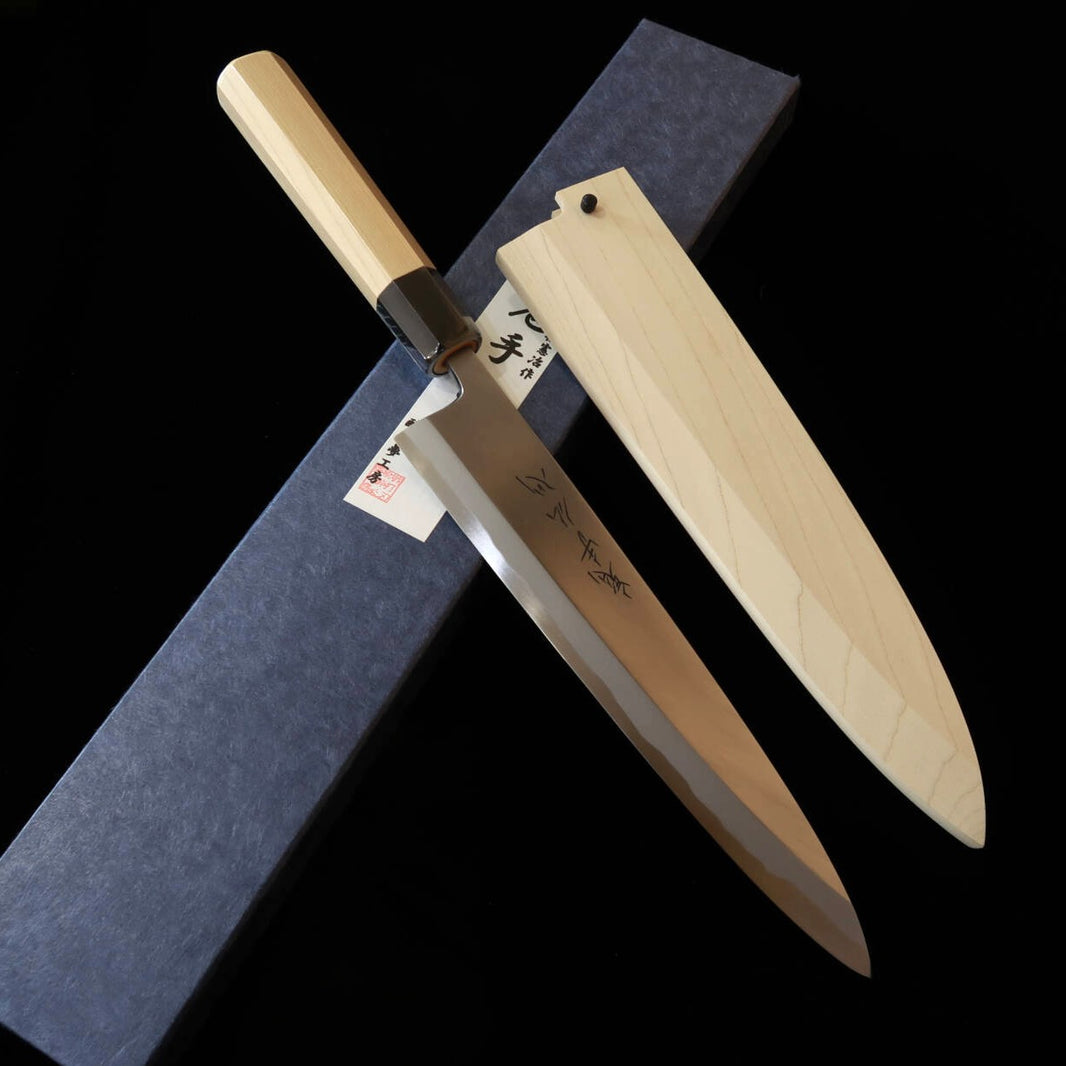 SUISIN Suisin, obra de Kenji Togashi, mi-oroshi deba, acero Shirogami nº 2, mango octogonal de magnolia, con funda (210/240 mm)
