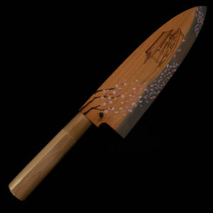 SUISIN Suisin deba acero Yasugi con funda de magnolia -Barco de primavera- (210 mm)