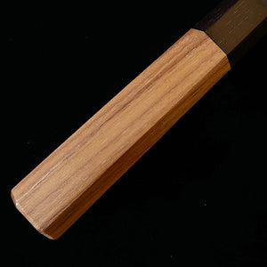 MIURA Miura Santoku acier bleu n°1, finition kuro‑uchi, manche octogonal en noyer (165 mm)