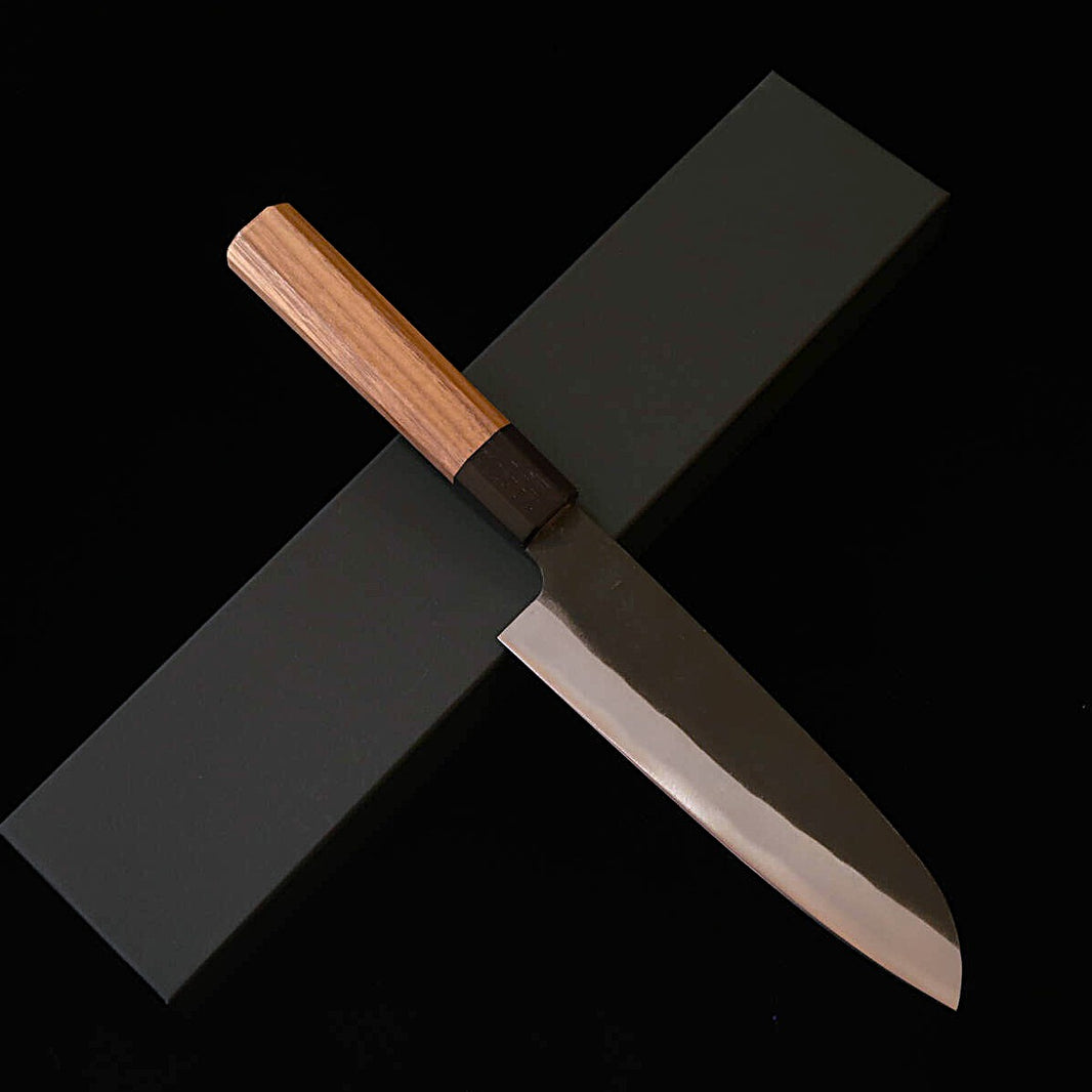 三浦MIURA 三徳 青紙一号 黒打ち 胡桃八角柄（165mm）