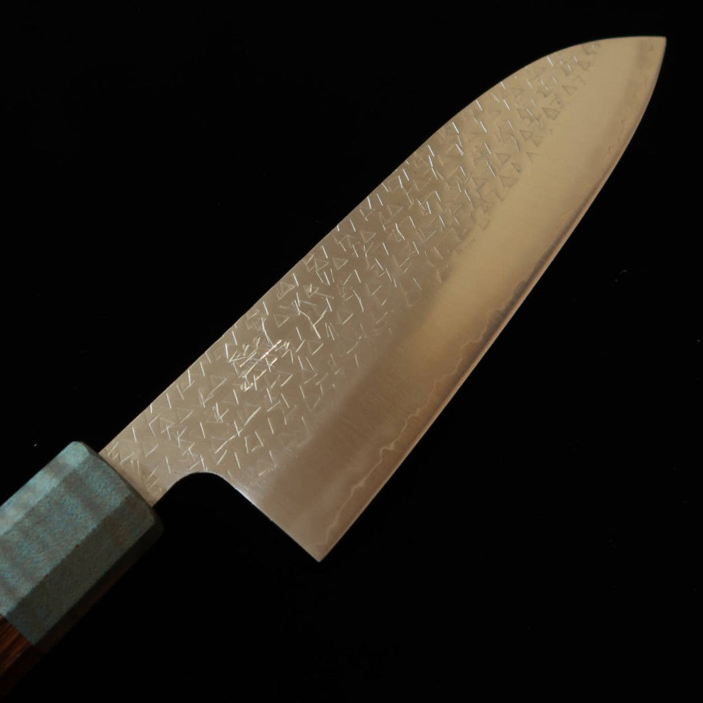 三浦MIURA 吹雪 三徳 SG2 鎚目 鉄刀木/海青柄（170mm）