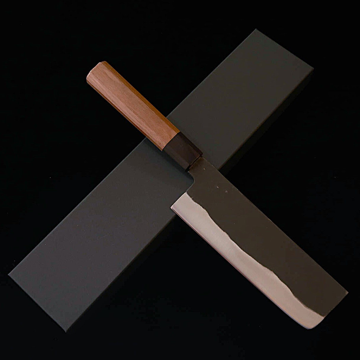 三浦MIURA 菜切 青紙一号 黒打ち 胡桃八角柄（165mm）