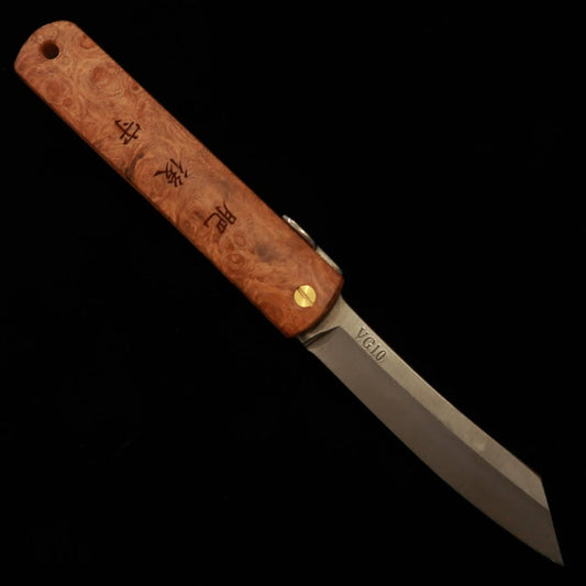 永尾かね駒製作所KANEKOMA 肥後守VG-10ステンレス割込 花梨瘤柄 （70mm）