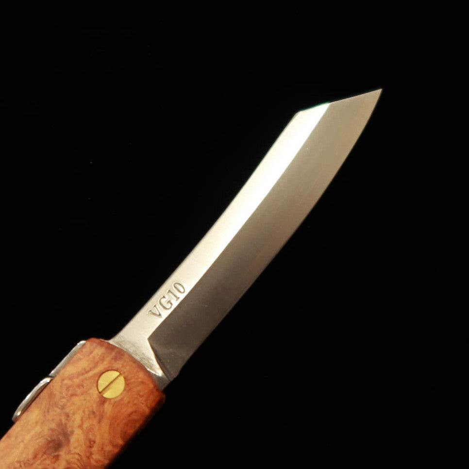 永尾かね駒製作所KANEKOMA 肥後守VG-10ステンレス割込 花梨瘤柄 （70mm）