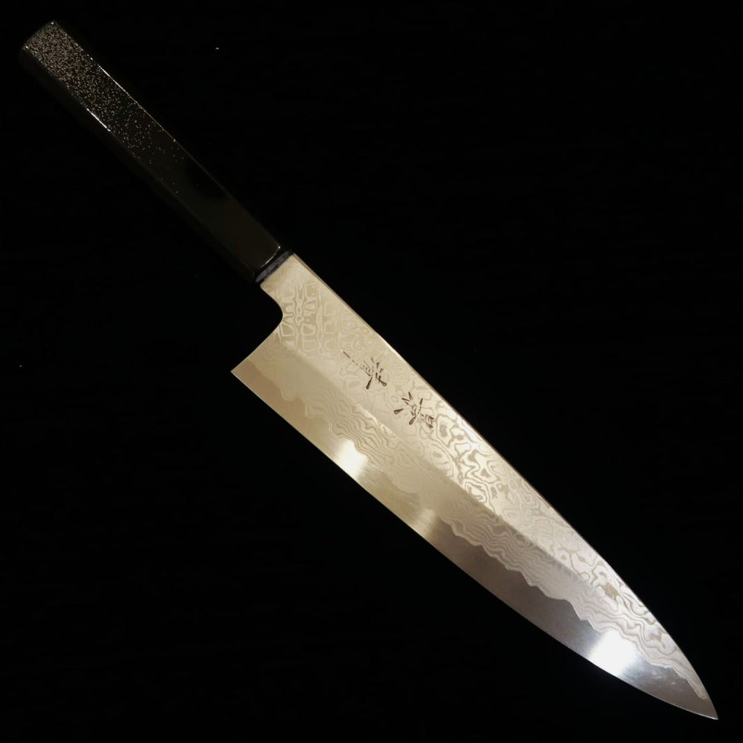 景清KAGEKIYO 青一鋼 和牛刀 ステインクラッドダマスカス 平目ぼかし柄 （210/240mm）