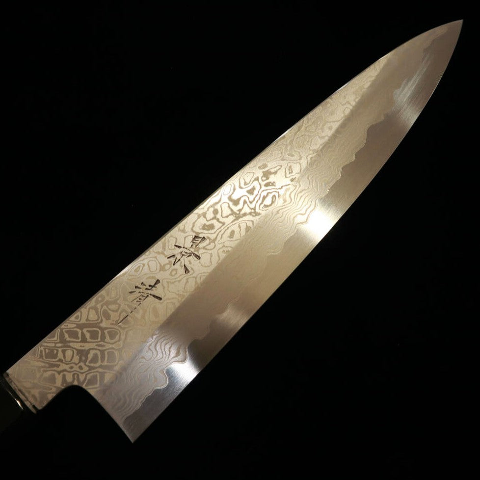 KAGEKIYO Aogami 1, couteau de chef japonais, acier damassé à revêtement inox, manche Hirame Bokashi (210/240 mm)
