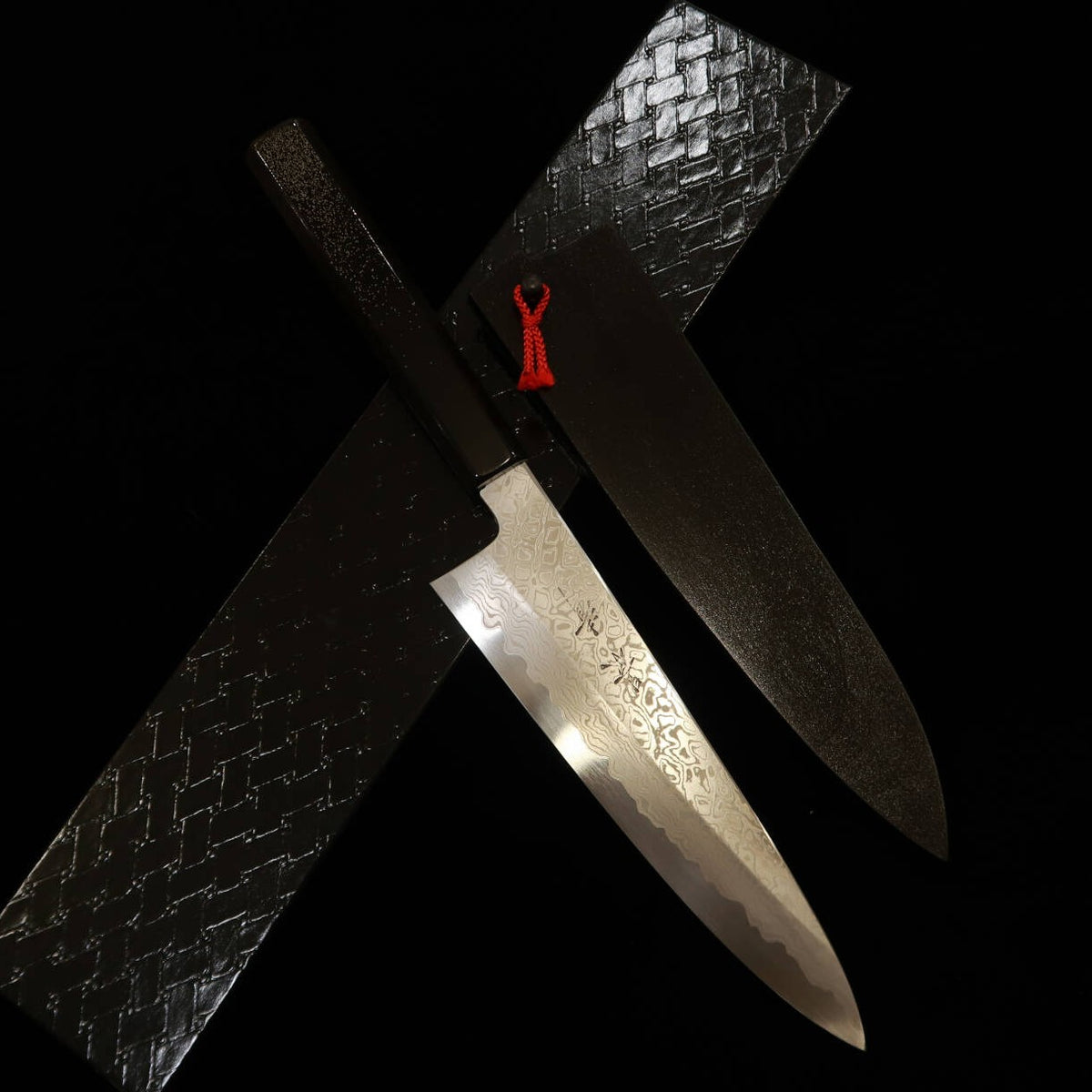 KAGEKIYO Aogami 1, couteau de chef japonais, acier damassé à revêtement inox, manche Hirame Bokashi (210/240 mm)