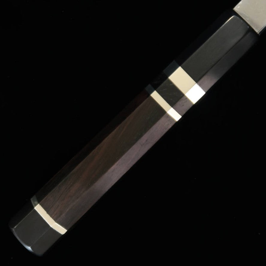 【Chef Hiro × Miura】Miura Kai sur commande "Hiro" Gin-3 Kasumi, bague buffle noir et argent, manche octogonal en ébène, yanagiba kiritsuke 9 sun (270mm)