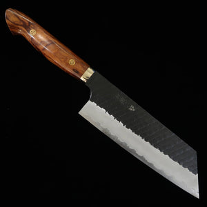 二唐刃物鍛錬所NIGARA  切付菜切 SG2 黒打 槌目 アイアンウッドハンドル（180mm）