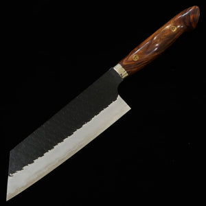 二唐刃物鍛錬所NIGARA  切付菜切 SG2 黒打 槌目 アイアンウッドハンドル（180mm）