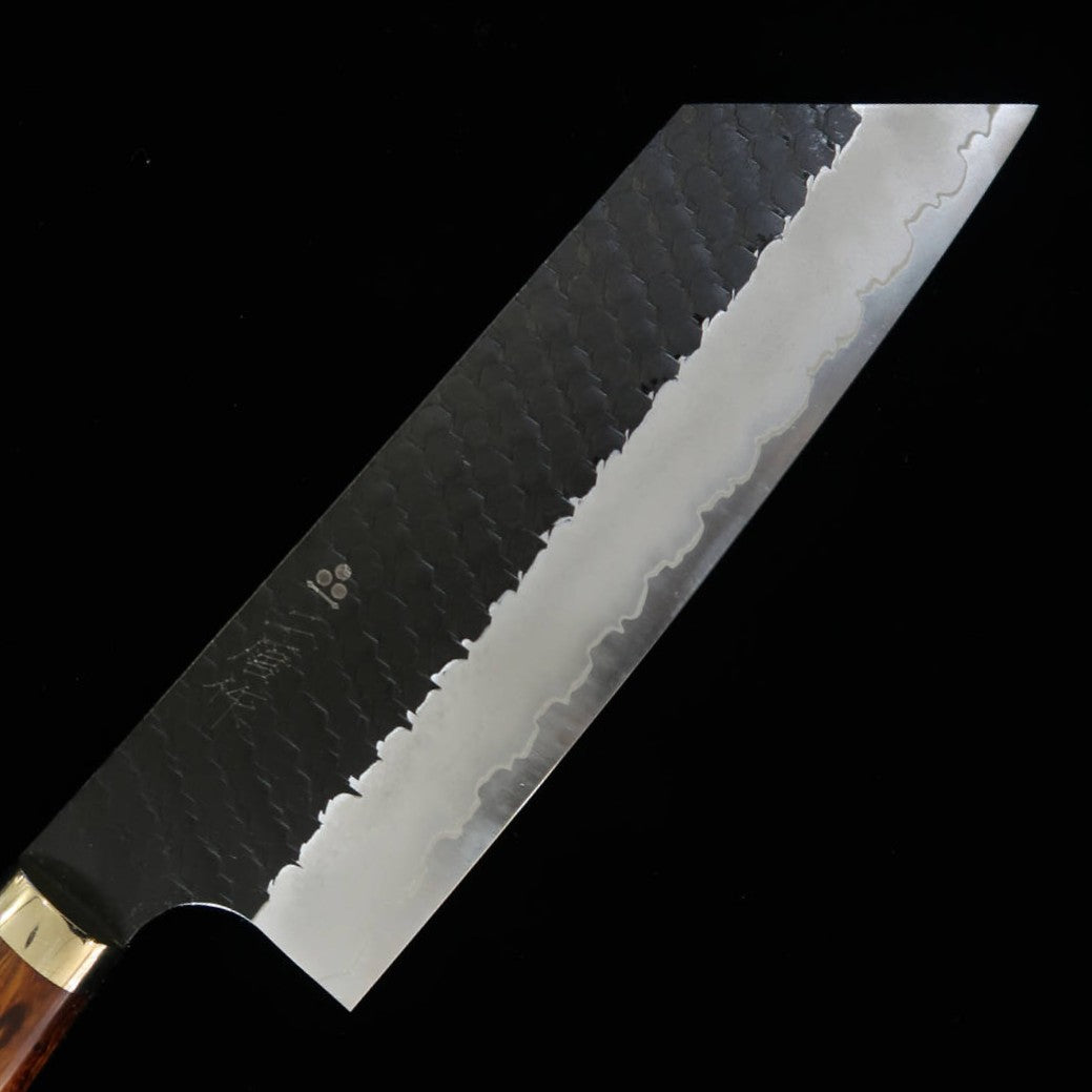 二唐刃物鍛錬所NIGARA  切付菜切 SG2 黒打 槌目 アイアンウッドハンドル（180mm）