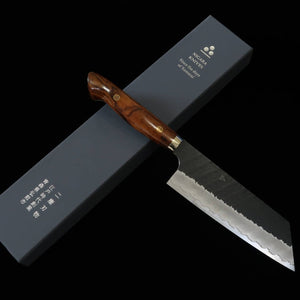 二唐刃物鍛錬所NIGARA  切付菜切 SG2 黒打 槌目 アイアンウッドハンドル（180mm）