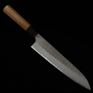 二唐刃物鍛造所NIGARA 青紙スーパー 磨き槌目 牛刀 チーク八角柄 （210/240mm）
