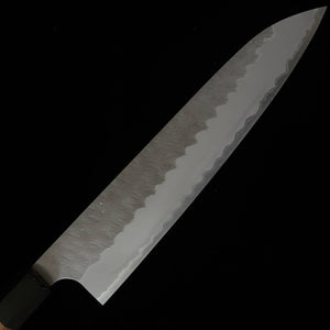 二唐刃物鍛造所NIGARA 青紙スーパー 磨き槌目 牛刀 チーク八角柄 （210/240mm）