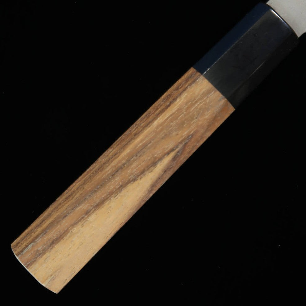 Forja de cuchillos Nitō NIGARA Kiritsuke Nakiri Aogami Super acabado negro, mango octogonal de teca (170 mm)