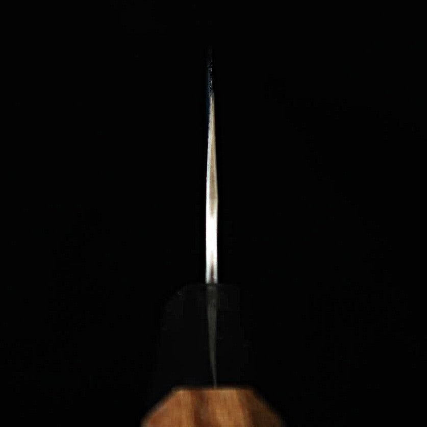 Forja de cuchillos Nitō NIGARA Kiritsuke Nakiri Aogami Super acabado negro, mango octogonal de teca (170 mm)