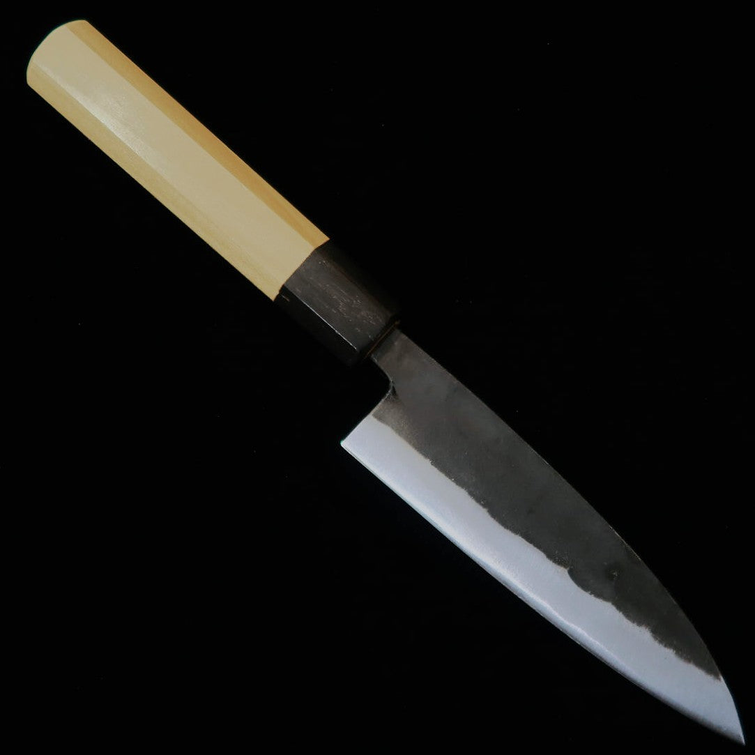 MIURA Double-Bevel Sabaki, White Steel No. 2 Kurouchi with Magnolia Octagonal Handle (145mm)