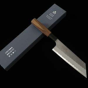 Forja de cuchillos Nitō NIGARA Kiritsuke Nakiri Aogami Super acabado negro, mango octogonal de teca (170 mm)