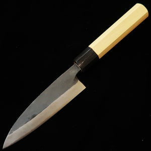 Miura MIURA Sabaki de doble filo Shirogami #2 acabado negro, mango octogonal de magnolia con virola de cuerno de búfalo (145 mm)