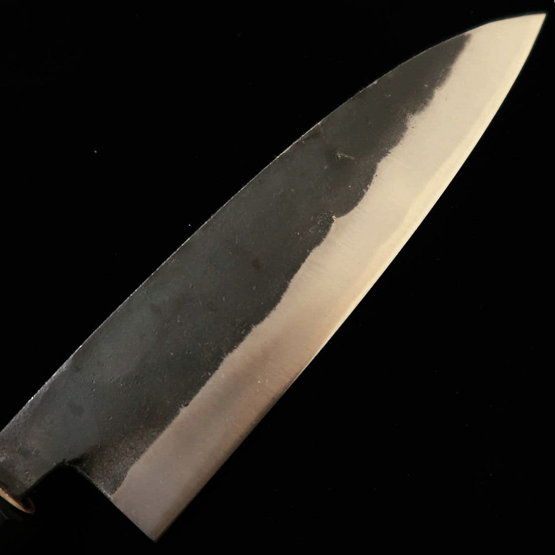 Miura MIURA Sabaki de doble filo Shirogami #2 acabado negro, mango octogonal de magnolia con virola de cuerno de búfalo (145 mm)