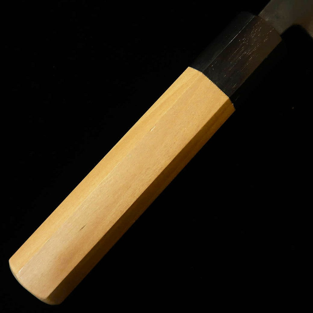 MIURA Double-Bevel Sabaki, White Steel No. 2 Kurouchi with Magnolia Octagonal Handle (145mm)