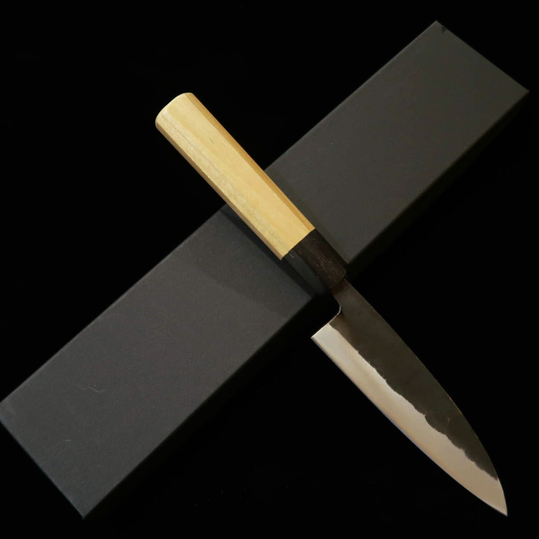 三浦MIURA 両刃サバキ 白紙二号 黒打 水牛朴八角柄（145mm）